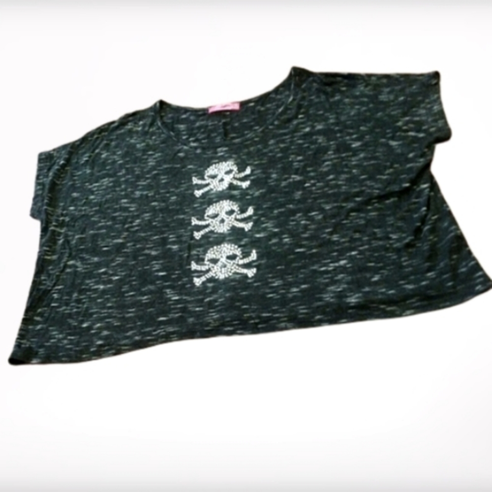 Skull 💀 Rhinestone Crop Top - Picture 3 of 4